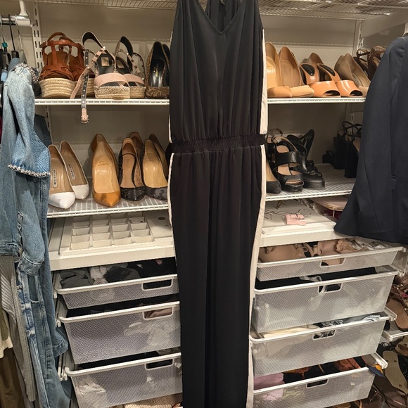 Amanda Uprichard Black (white side stripe) jumpsuit Sz 6 - Picture 1 of 5